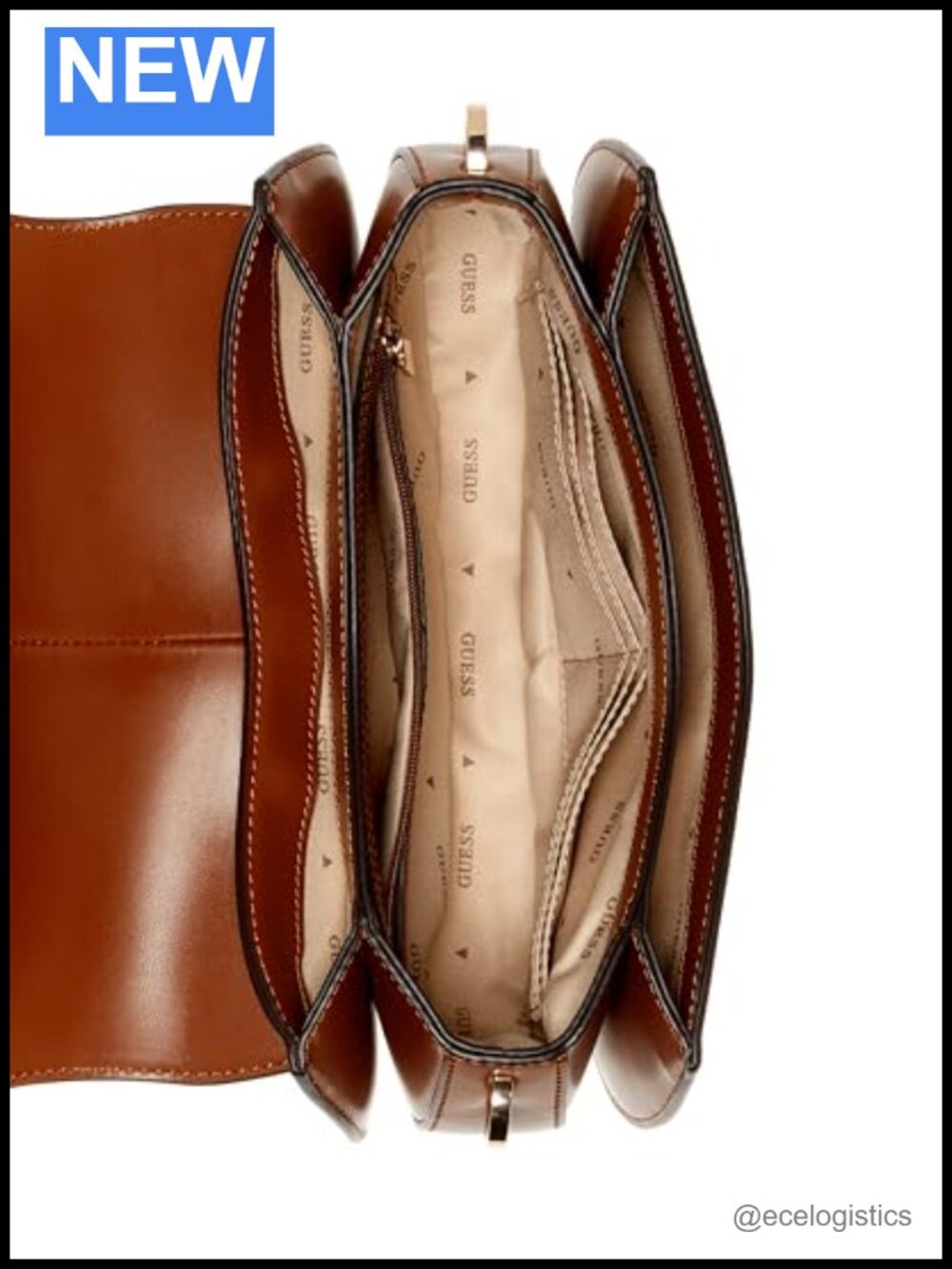 GUESS Carrie Flap Shoulder Bag PU Leather Saddle Bag Magnetic Closure - Picture 3 of 6
